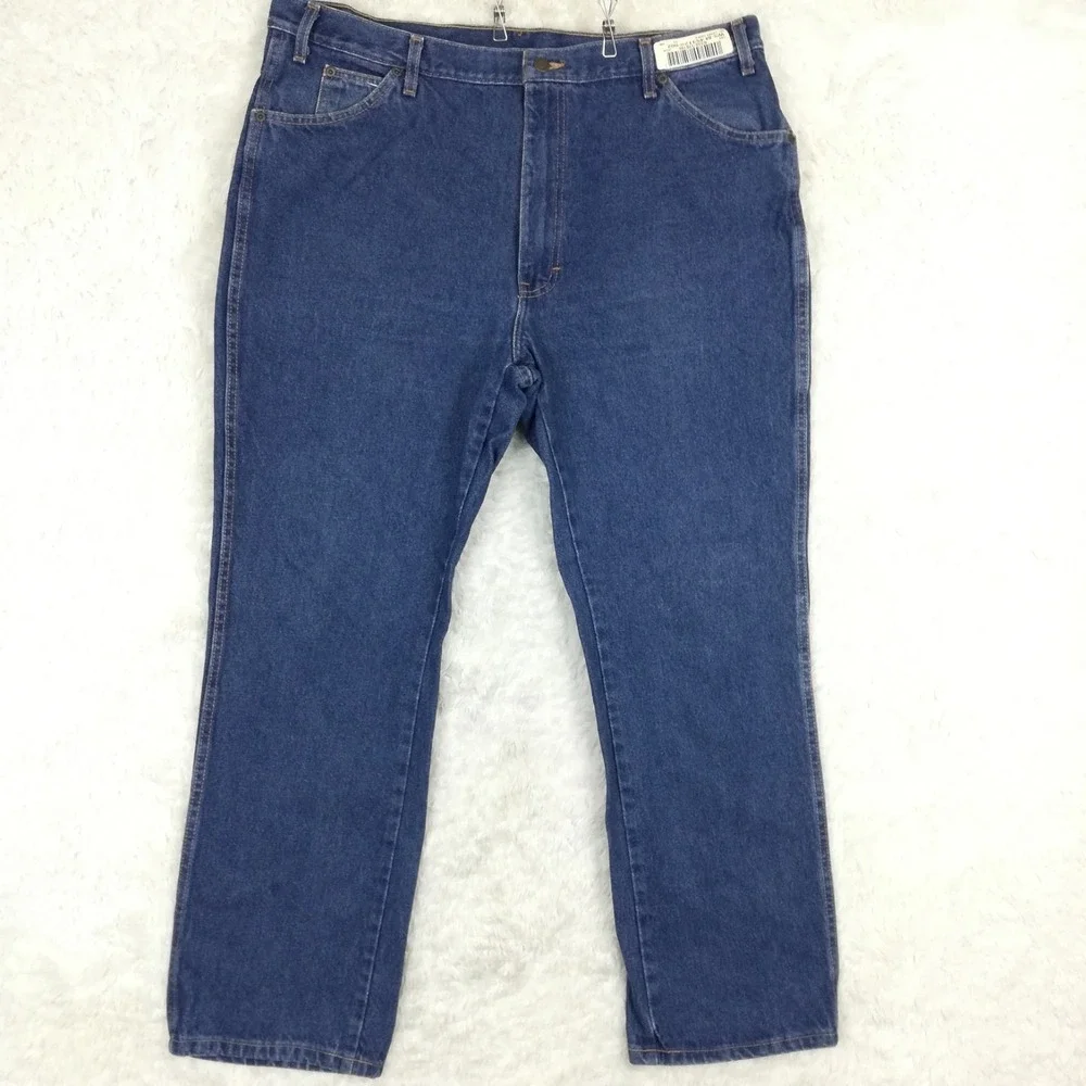 Dickies Mens Jeans 5 Pocket Work Straight Leg Blue Denim Indigo Wash 42x32‎